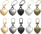2Set Zipper Pull Replacement, 1-9/16 x 11/16 Heart Detachable Tiny Zipper Replacement Slider for Sewing Bags, Coats, Jackets, Closed-End Pulls Replacing, 5 Color