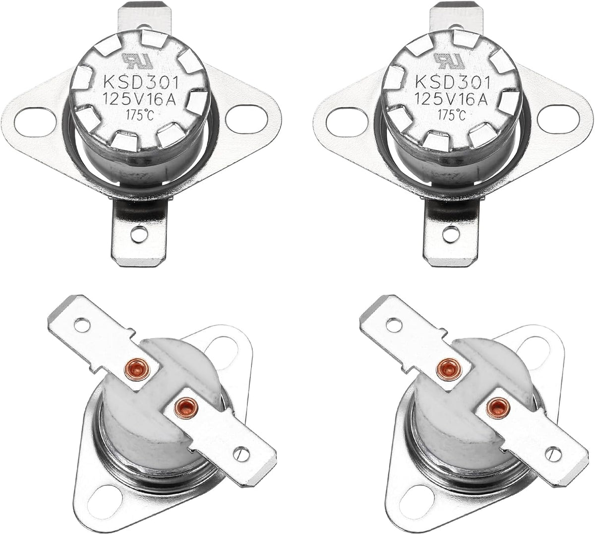 4 Pcs KSD301 Thermostat 175°C/347°F 16A Normally Closed N.C Adjust Snap Disc Temperature Switch for Microwaves,Oven,Coffee Maker,Ceramic Material