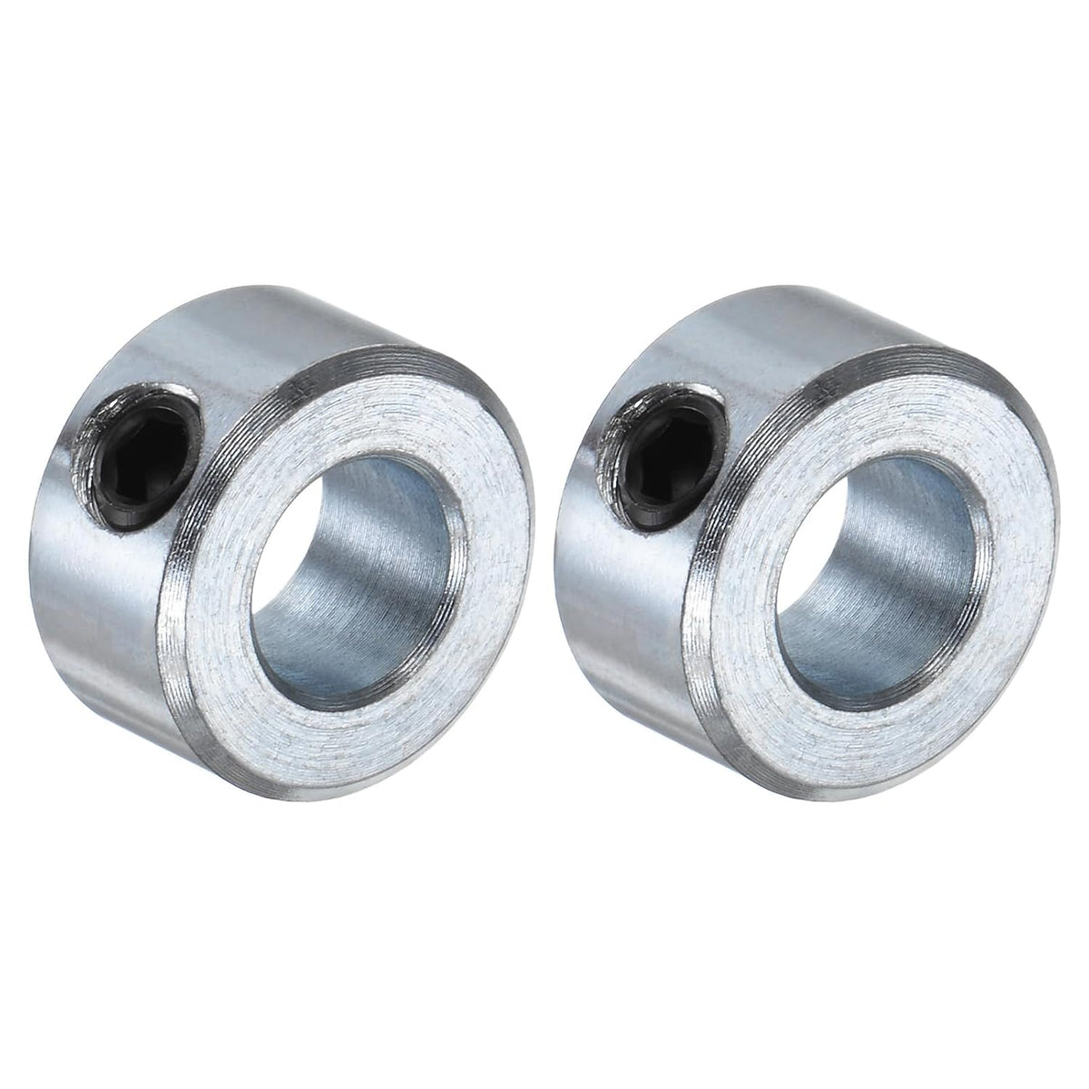 2pcs Set Screw Collars 3/8" Bore Carbon Steel Shaft Collars, 3/4" OD, 3/8" Width Axle Collar Clamp for Linear Rod Shaft Guide
