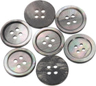 7 Pcs Natural Shell Buttons, 4 Hole 20mm Mother of Pearl Buttons for Shirt Clothes Coats Suits Jacket Jeans Skirts Sewing Craft DIY Decoration, Black/Silver