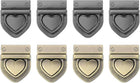 LinkMejor 8Set Turn Lock Clasp Kit, Heart Press Lock Clasp Closure Twist Turn Locks Hardware Buckle Fasteners for Purse Leather Making (28x32mm, Bronze,Metallic Black)
