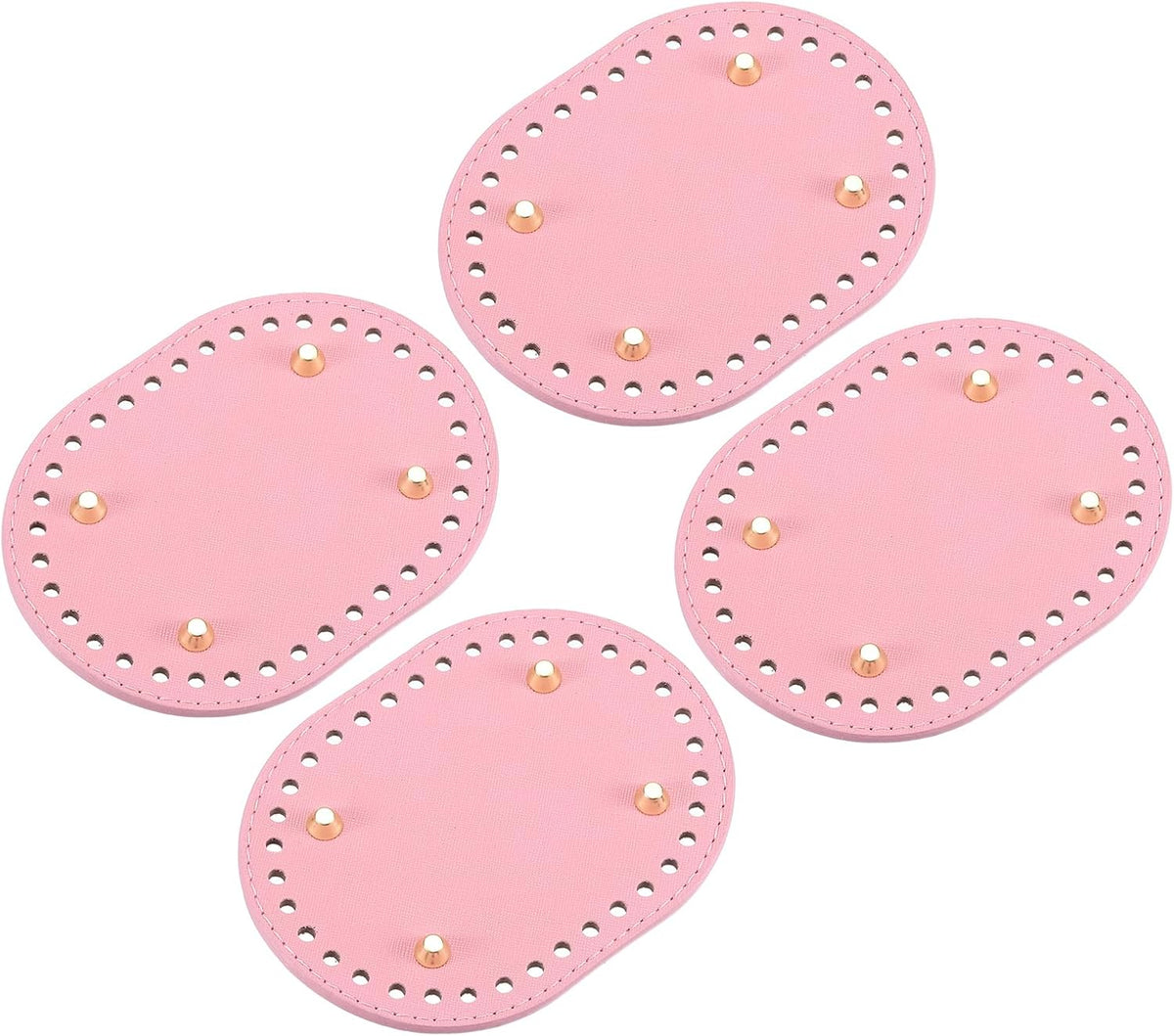 オーバルバッグボトムシェイパーパッド、4Pcs 145 x 110mm PUレザー袋クッションベース クロchetニットハンドバッグ用、シルバー