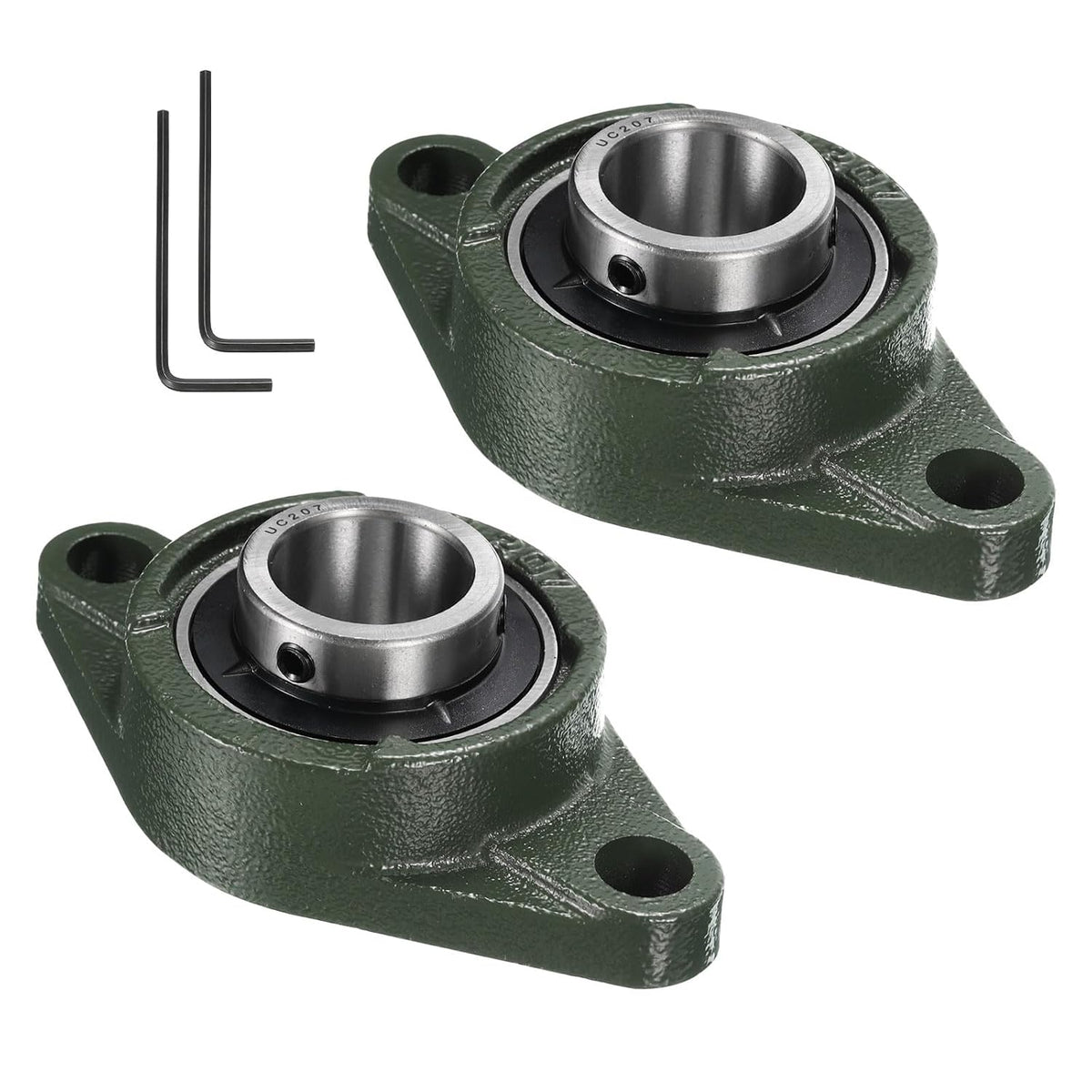 2pcs UCFL207 Pillow Block Bearings 35mm Bore Self Alignment, Solid Cast Iron Base Mounted Chrome Steel Bearings