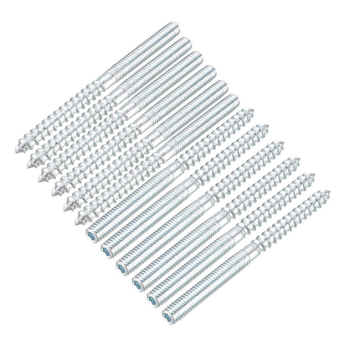 M6 Hanger Bolts Length 3-1/8"(79mm) Double Headed Bolts Self-Tapping Screw 6mm Wood Joint Furniture Legs 12pcs