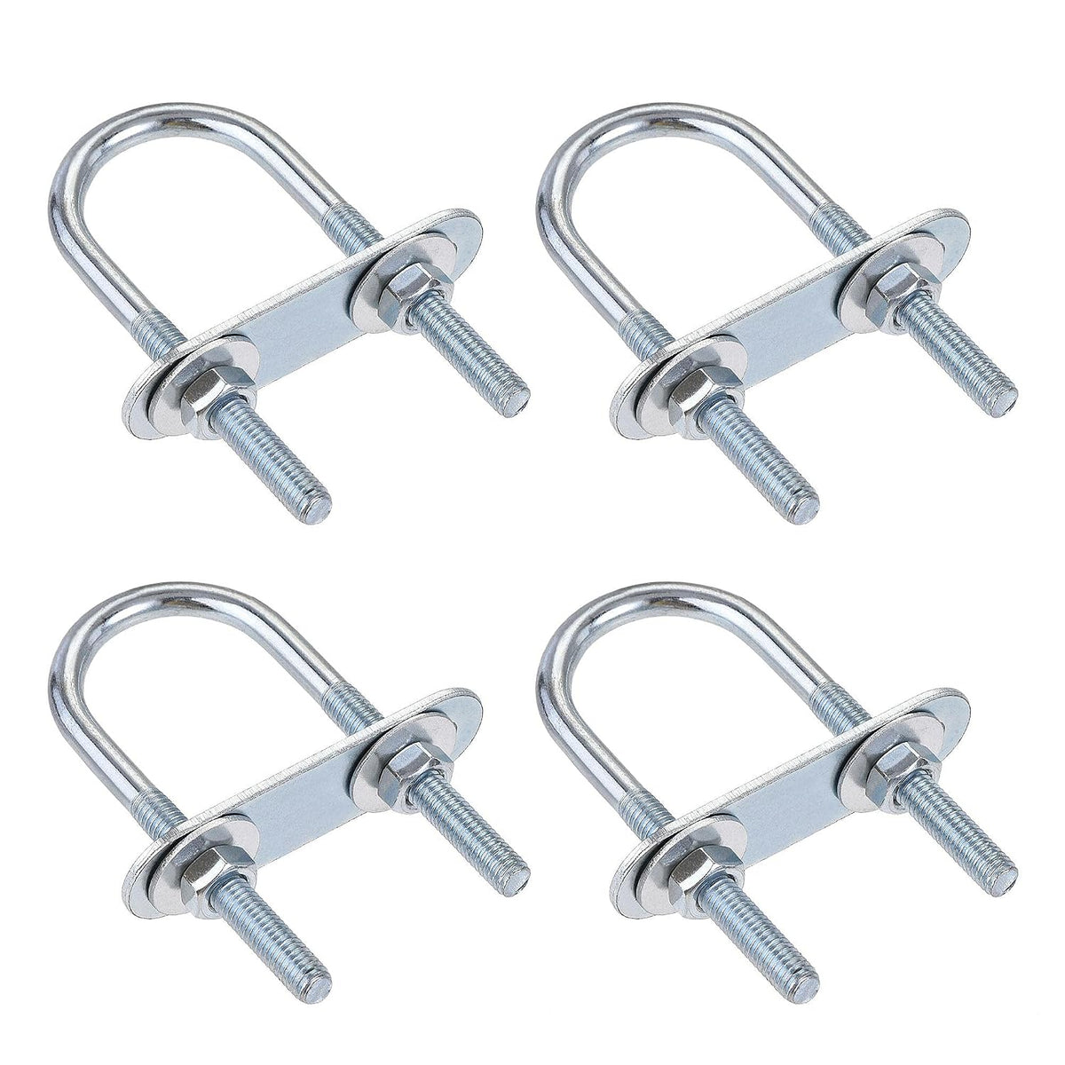 Round U-Bolts 4 Sets 1.34"(34mm) Inner Width 75mm Length Steel M6 with Nut, Plate, Washer