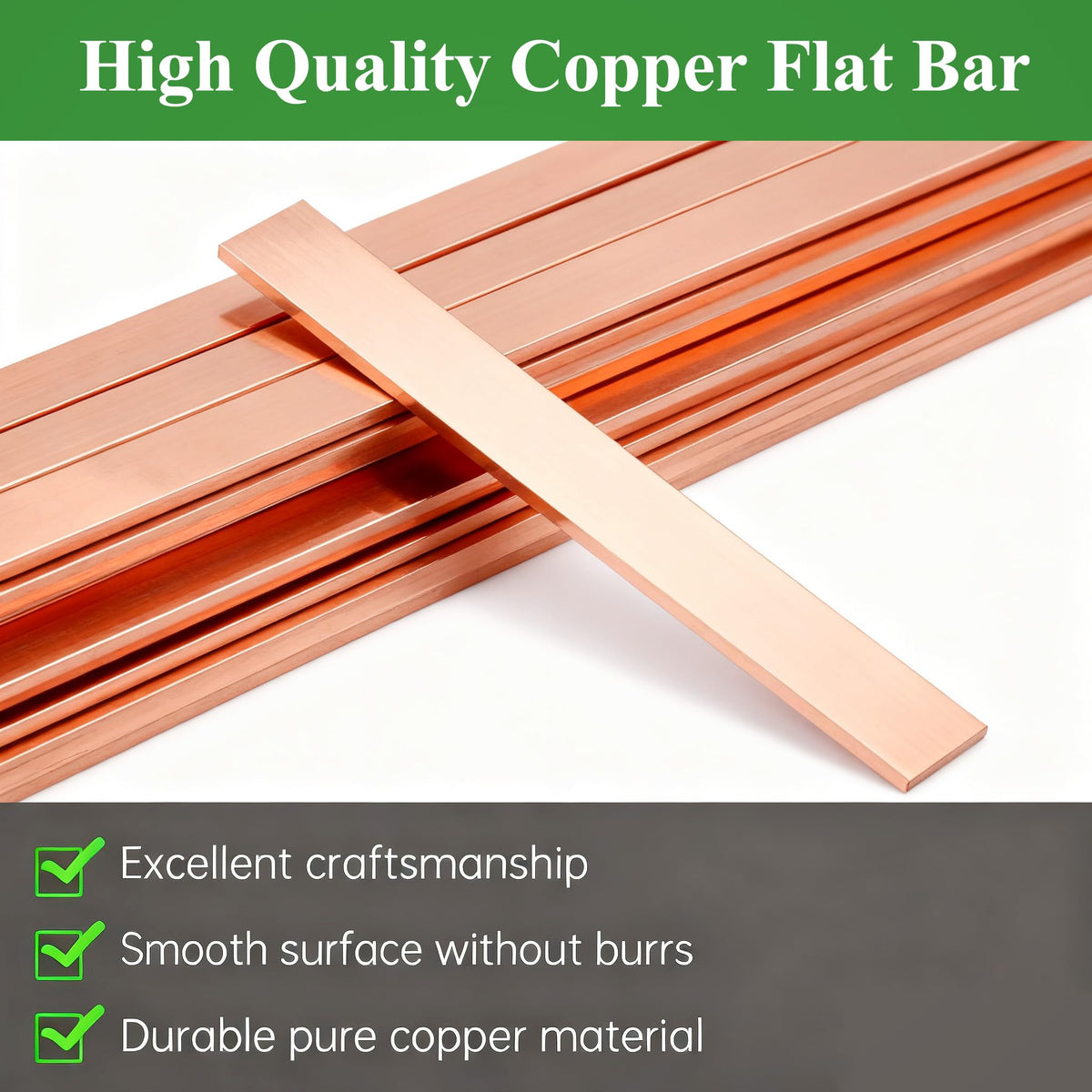 LinkMejor Barra Quadrada de Cobre 1/4"x 1"x 8" Sólida (1PCS, 6 * 25 * 204mm)