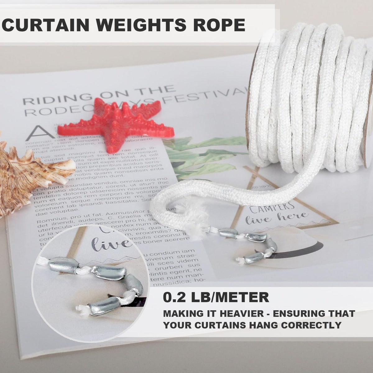 13Yard Shower Curtain Weights Tape, Drapery Weight Rope