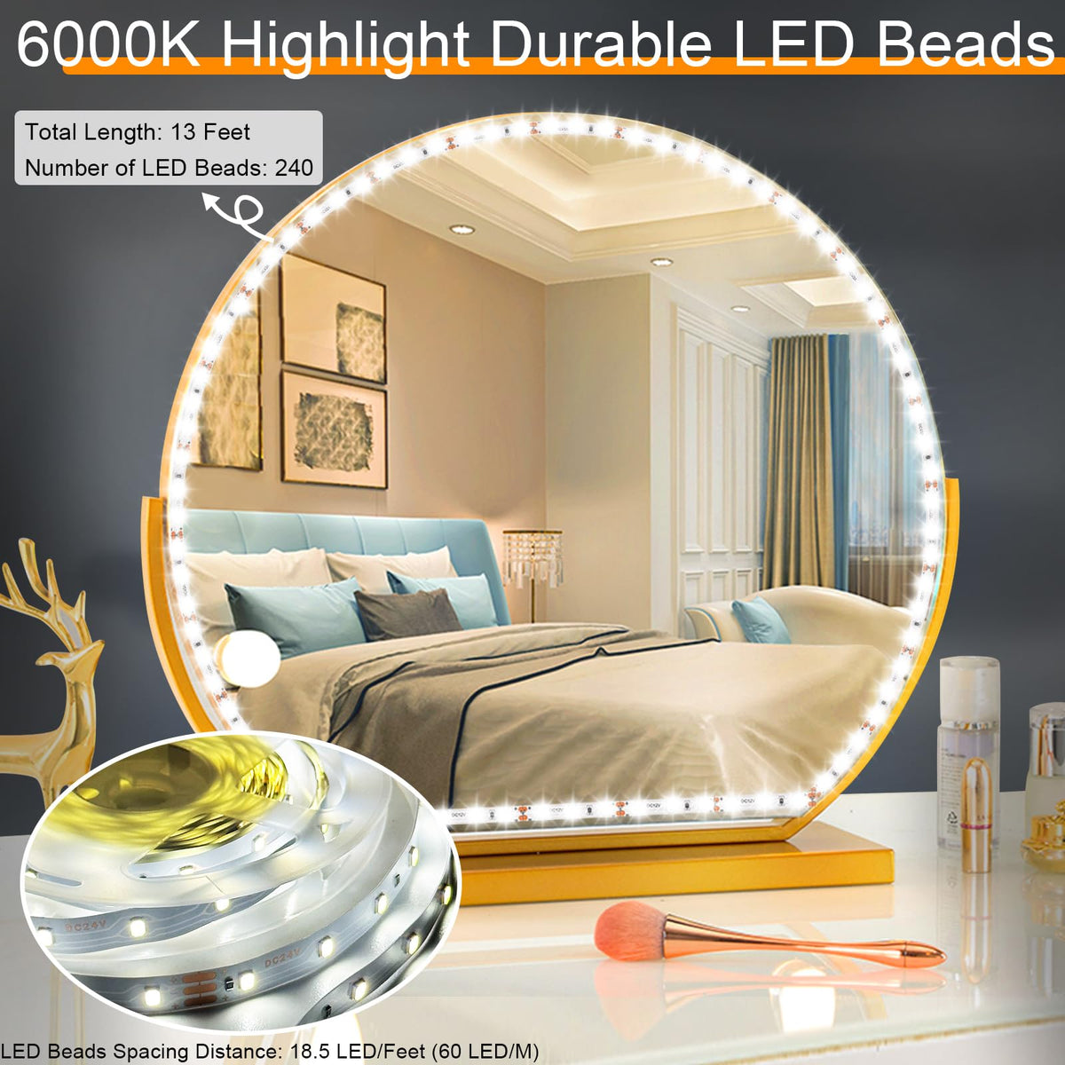 LinkMejor Luminatoare LED pentru oglindă de machiaj, 6000K Lumină de zi