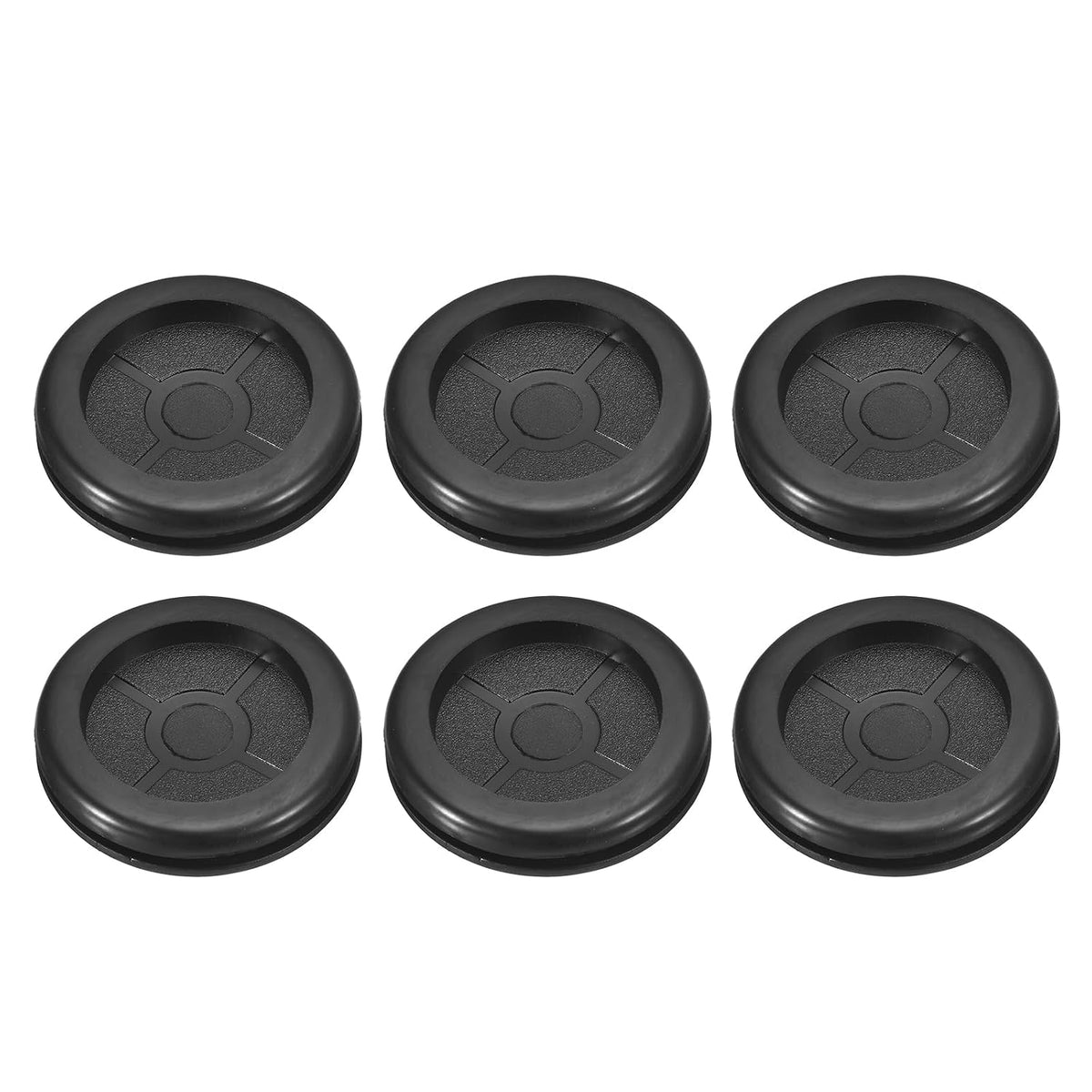 6Pcs Rubber Grommets 1-3/8" (35mm) Drill Hole, 1-1/4" (30mm) ID Double Sided Hole Plugs Ring Gasket for Firewall Cable Wire Protecting, Black