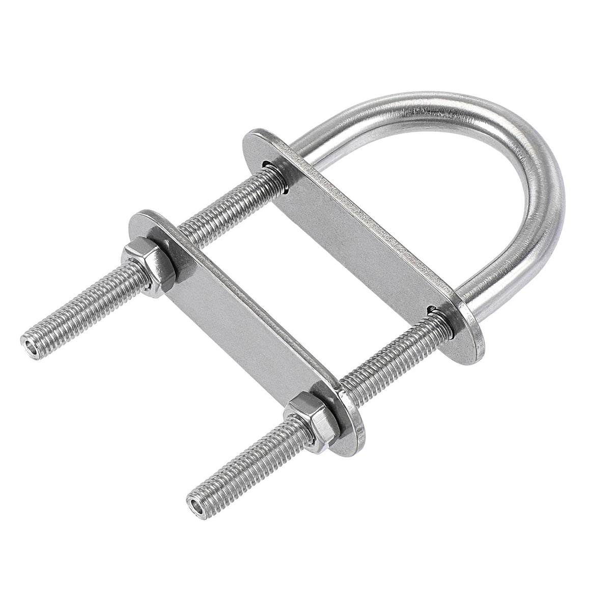 Round U-Bolt 1.1"(28mm) Fit Rod Size 80mm Length 304 Stainless Steel M5 with Nuts, Plates 4 Sets