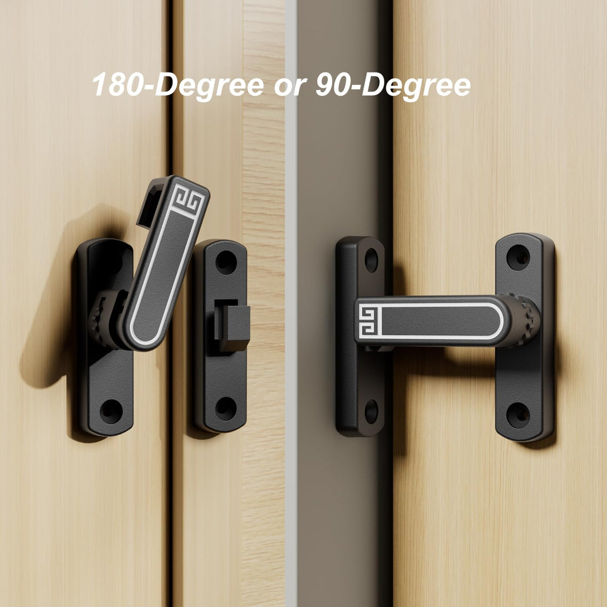 LinkMejor Height-Adjustable Flip Latch Lock 90/180 Degree Sliding/Swinging Door Lock Latch Bolt for Barn Garage Garden Fence Gate Shed Window Cabinet Patio Screen French Door Upgraded (Black)