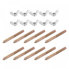 M6 Wing Nuts Butterfly Nut Silver Tone 10pcs and M6x60mm Hanger Bolt Double Headed Screw 10pcs
