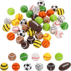 Sports Ball Beads, 41Pcs 15mm - Silicone Round Spacer Focal Beads, Rubber Loose Print Sports Beads for Keychain Making Pens DIY Crafts Necklace Bracelet Lanyard (11 Styles)