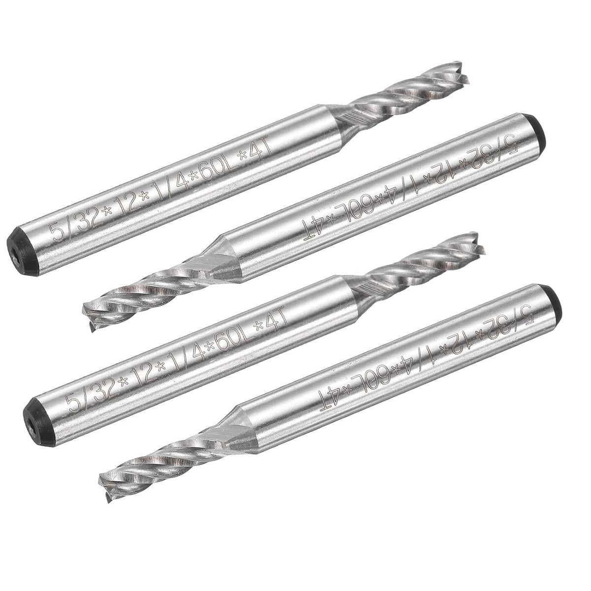 4pcs HSS-AL 5/32" Cutting Dia 1/4" Shank 4 Flutes End Mill Milling Cutter Router Bits Upcut Spiral Milling Cutter Tool for Wood PVC MDF Engraving
