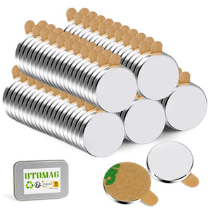LinkMejor 100 Pcs Mini Round Neodymium Magnets dengan Pelindung Adhesif 10x1mm