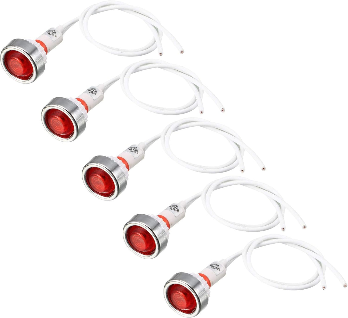 5 Pcs AC220V Neon Indicator Signal Lamps Red Light W 19cm Long Cable