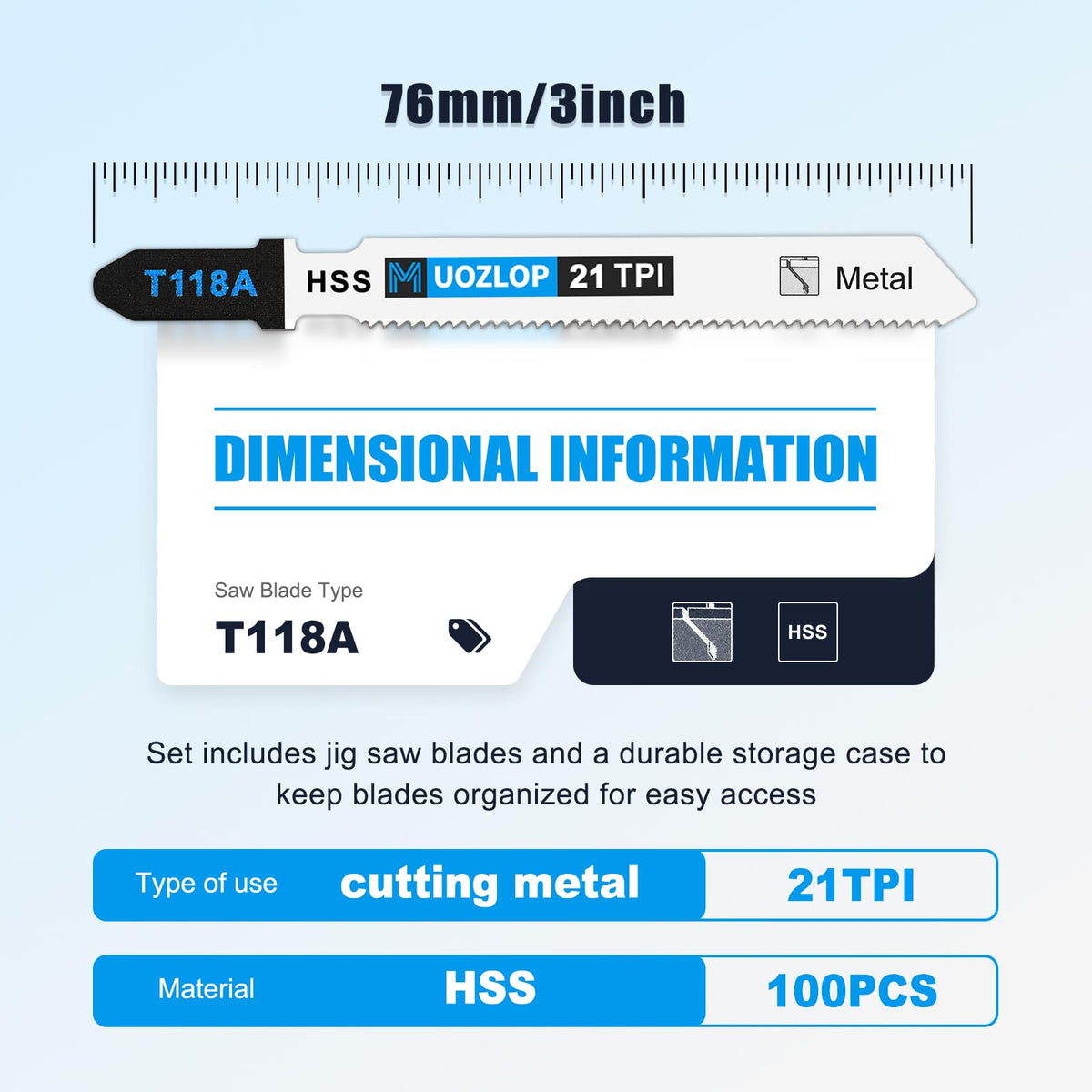 LinkMejor 100pcs 21TPI T118A Lame de Cioplitoare