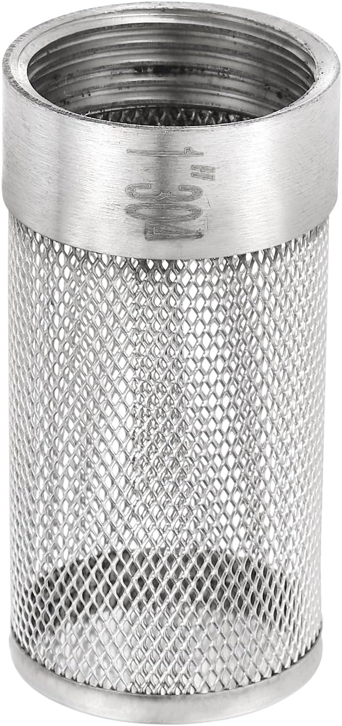 1 Inch 304 Stainless Steel Filter Cover, Hose Inlet Suction Strainer Filter, Connected to DN25 1" PVC Water Pipe to Reduce Solid Entry (74mm Length, 31mm Thread Dia)