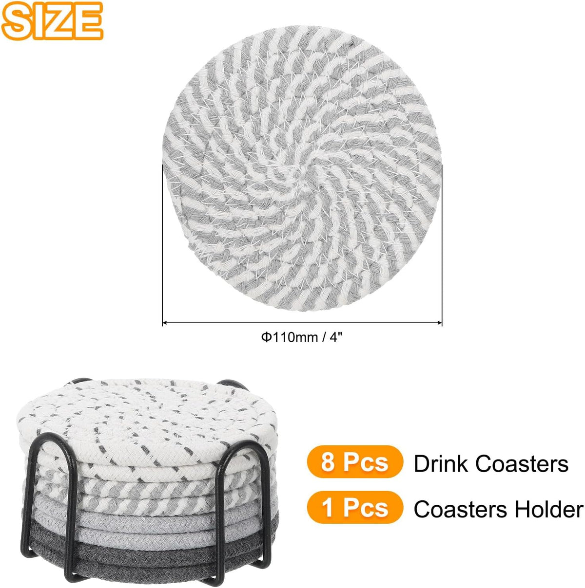 Drink Coasters met houder, 8 Stks 4 Inch Absorberende Coasters Minimalistische Kop Coasters Katoen Coaster voor Koffietafel Huisinrichting Bar Huwelijkshartelijk, Roze