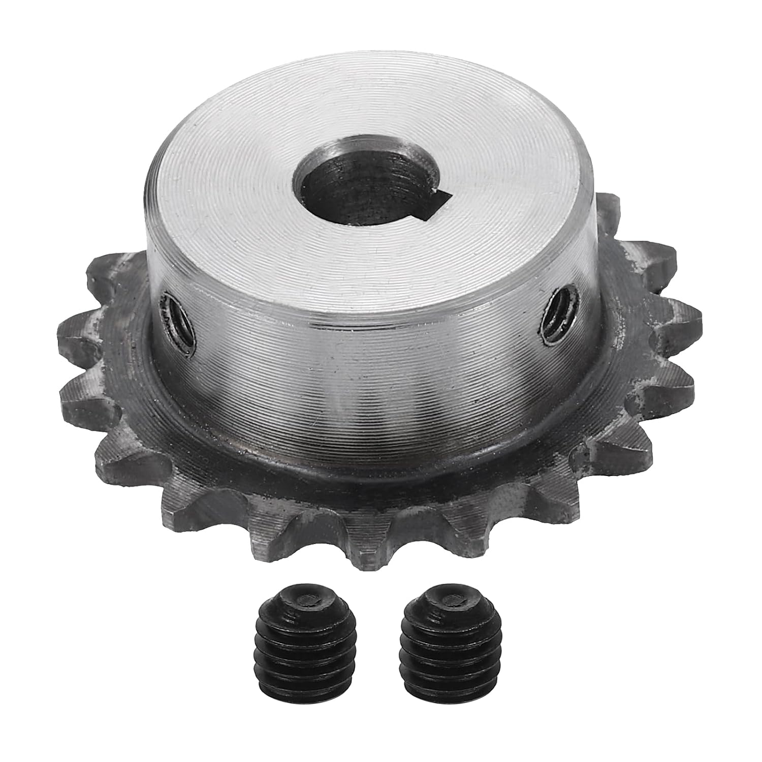 #25 Chain Roller Sprocket 12mm Bore 53.5mm OD, 25 Tooth C45 Carbon Steel ANSI #25 Roller Sprocket Round Hole Without Surface Finished with 4x1.8mm Keyway for ISO 04C Chain