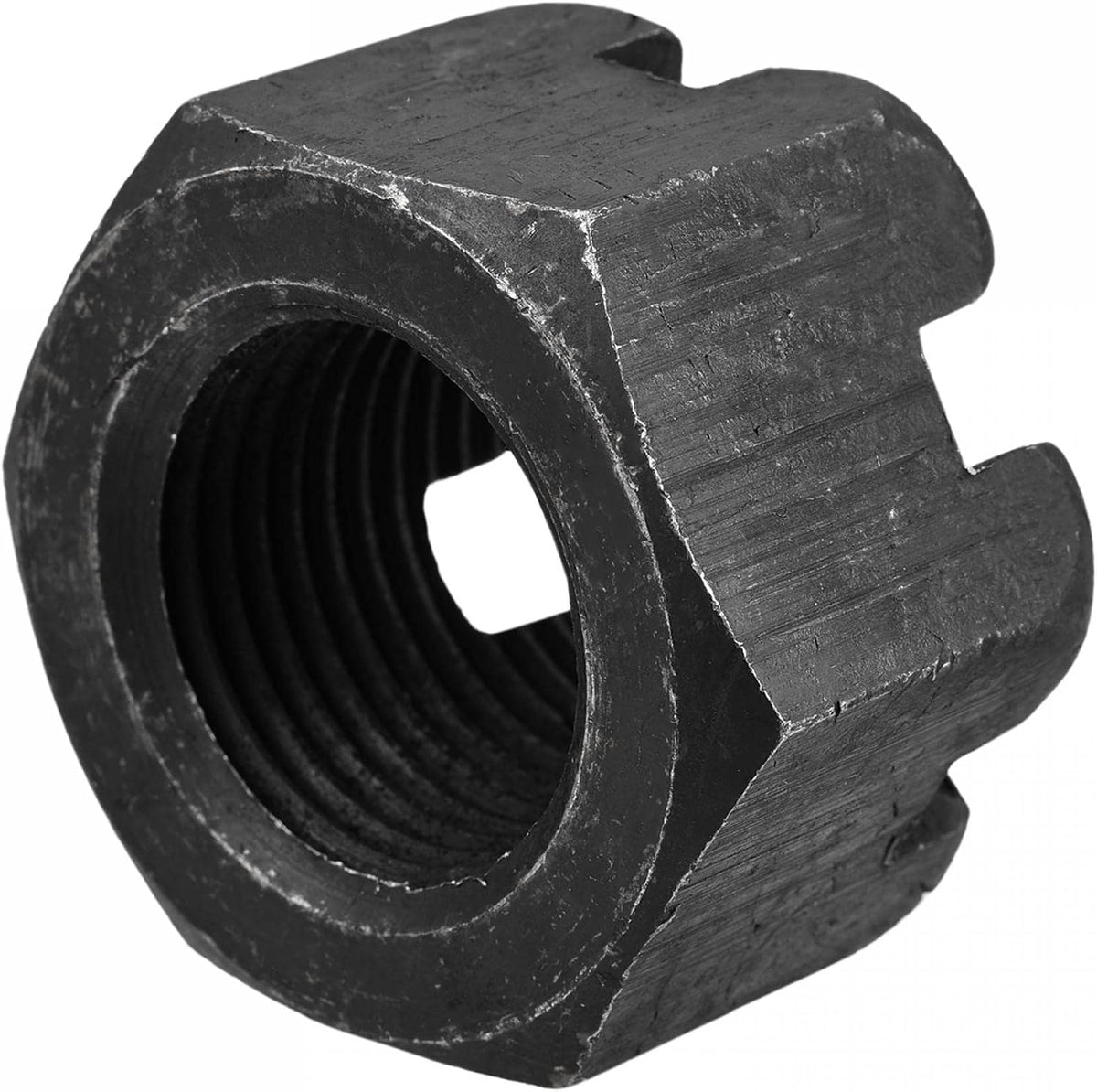 M36x3mm Hexagon Slotted Nut, Grade 4.8 Carbon Steel Hex Castle Nuts, Black