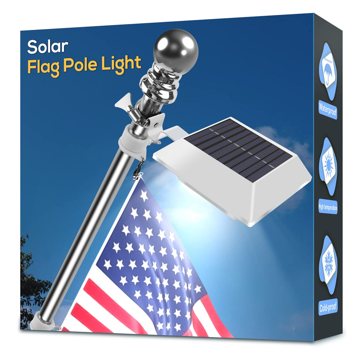 Solarflagpolslamlight, lysande vit flagpolslamlight – uppgraderad solenergig lampa