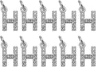 LinkMejor Rhinestone Letter Charm, 10pcs Crystal Zirconia Copper Alphabet H Pendants Slider Letter Charm for Wristbands Bracelets Necklace Jewelry Earring DIY Craft, Silver