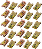 25pcs M6 Thread Size 65Mn Steel Zinc Plated Clip U Nut Brass Tone 32mmx17mm