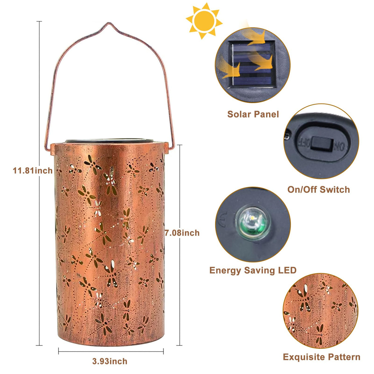 LinkMejor Lanternas Solares Dragonfly à Prova d'Água Luminárias de Suspensão ao Ar Livre