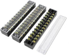3 Pcs 600V 15A 12 Positions Dual Rows Covered Barrier Screw Terminal Block Strip