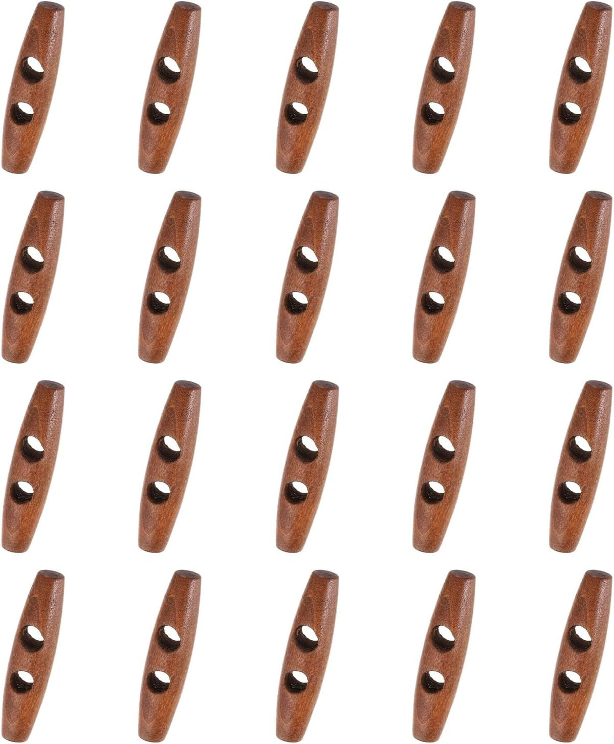 50 Pcs Wood Sewing Toggle Buttons, 50mm/1.97" 2 Holes Olive Shape Wood Sewing Horn Toggle Buttons for DIY Coat Clothing Accessories Clothes Decorative, Mahogany Color
