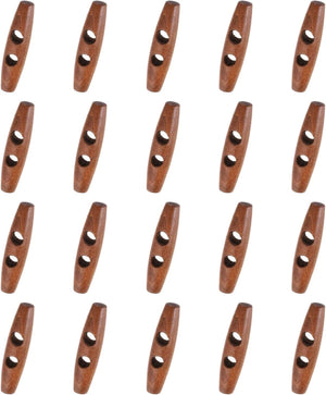 50 Pcs Wood Sewing Toggle Buttons, 50mm/1.97" 2 Holes Olive Shape Wood Sewing Horn Toggle Buttons for DIY Coat Clothing Accessories Clothes Decorative, Mahogany Color