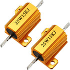 25W 15k Ohm 5% Aluminum Housing Resistor Screw Tap Chassis Mounted Aluminum Case Wirewound Resistor Load Resistors Gold Tone 2 pcs