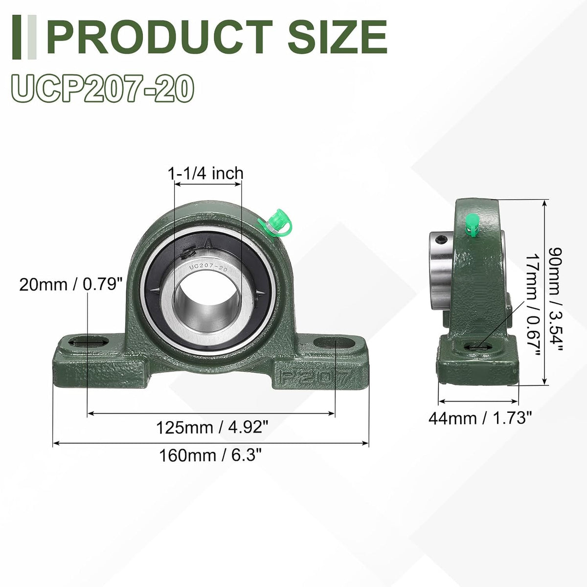 UCP202-10 cuscinetti a blocco, foro 5/8 pollice autoallineamento, base in ghisa solida, flangia montata in acciaio cromato cuscinetto a sfera, (ABEC3)