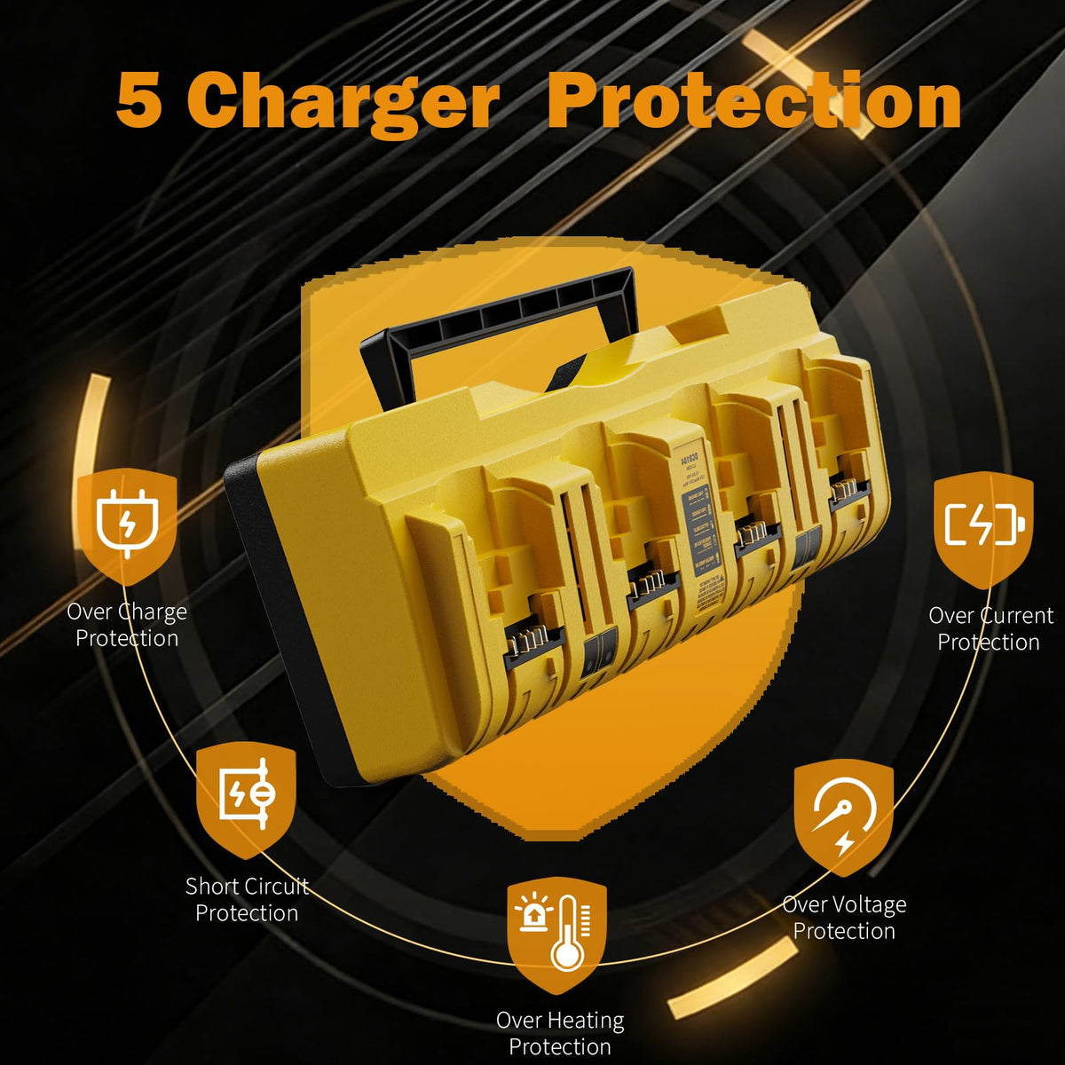 DCB104 Stazione di Carica Batterie MultiplaCompatibile con DeWalt 20V/60V Flex
