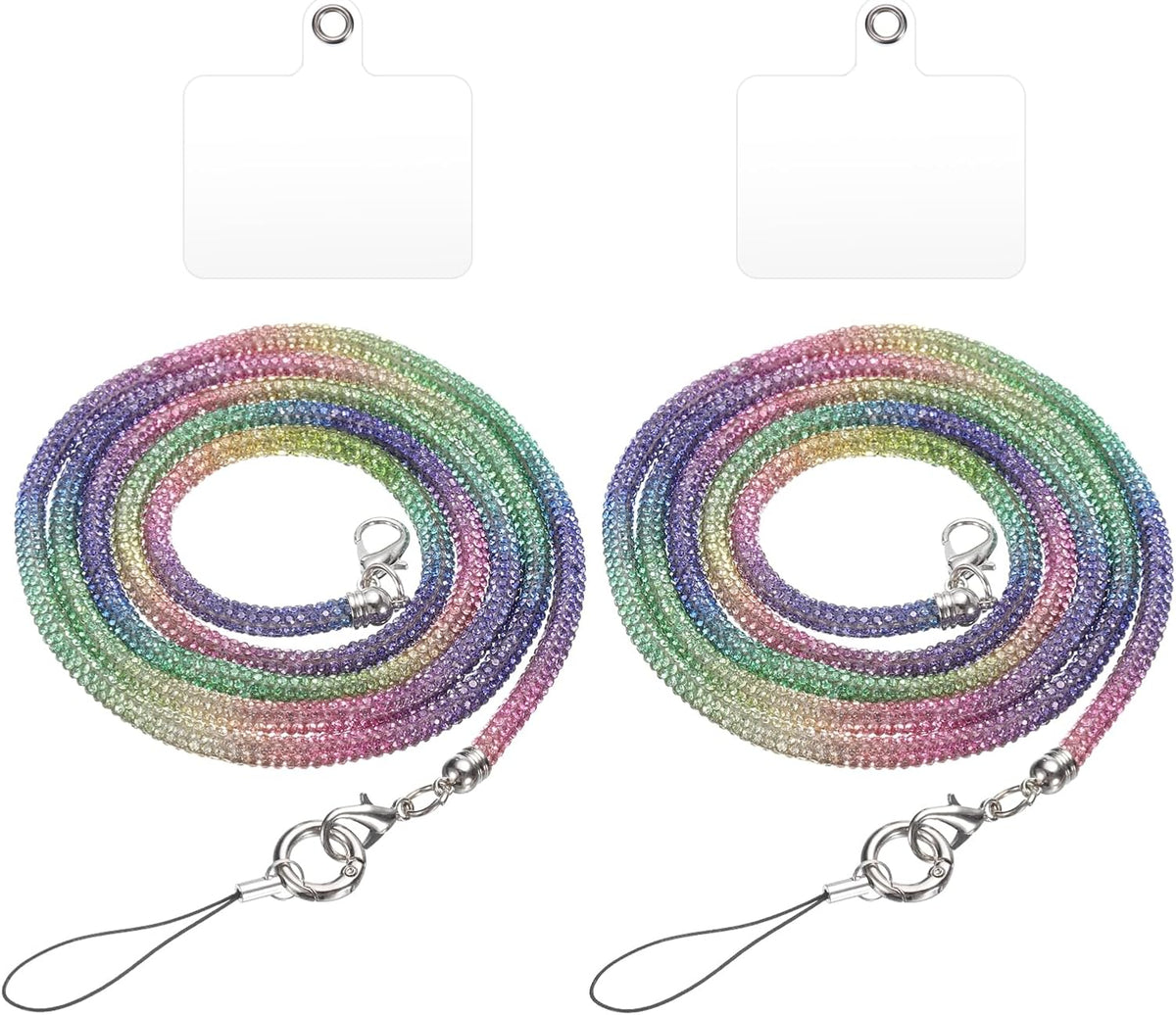LinkMejor 2 Pcs Rhinestone Purse Straps, Crystal Bag Handle Sparkly Replacement Bag Straps for Phone Bag Underarm Bag Shoulder Evening Handbag Pochette Satchel Wedding Party, Multicolor