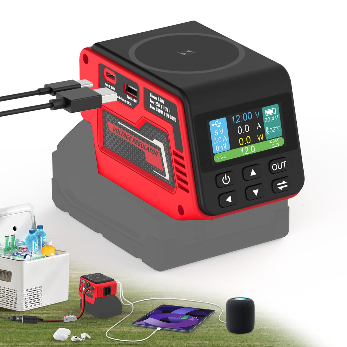 300W Power Voltage Regulator Compatible with Milwaukee 18V Battery