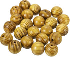 Natural Wood Beads, 100Pcs 30mm Diameter Light Brown Round Loose Spacer Beads for DIY Jewelry Bracelet, 6mm Hole