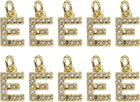 LinkMejor Rhinestone Letter Charm, 10pcs Crystal Zirconia Copper Alphabet E Pendants Slider Letter Charm for Wristbands Bracelets Necklace Jewelry Earring DIY Craft, Gold