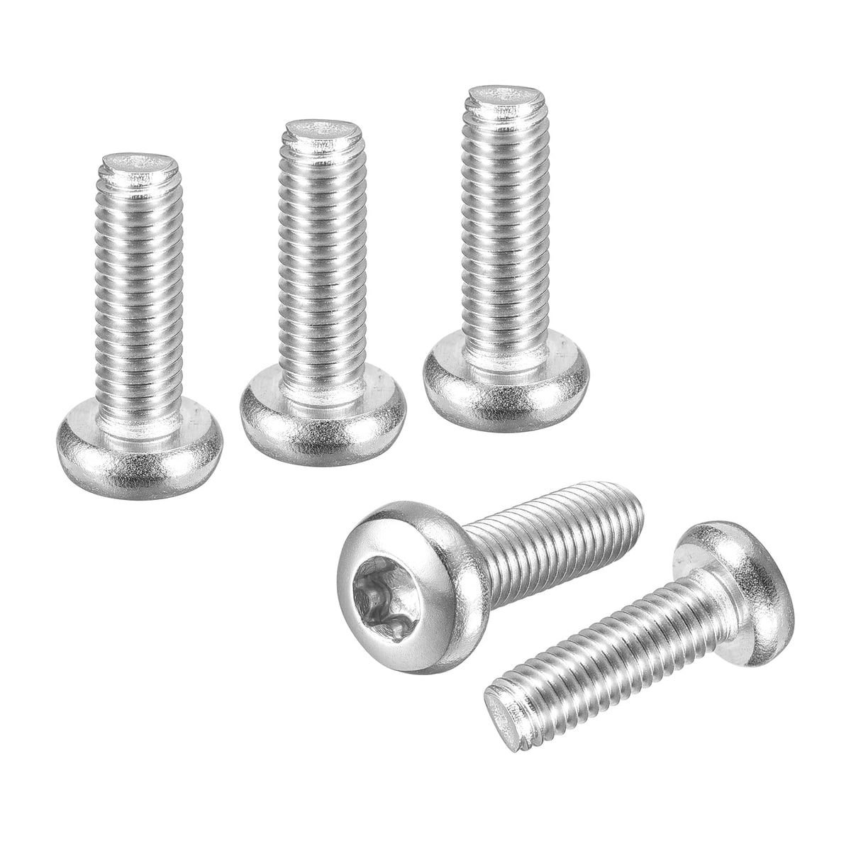 LinkMejor 50Pack(M5x16) Pan Head Torx Security Screws SS304 Silver