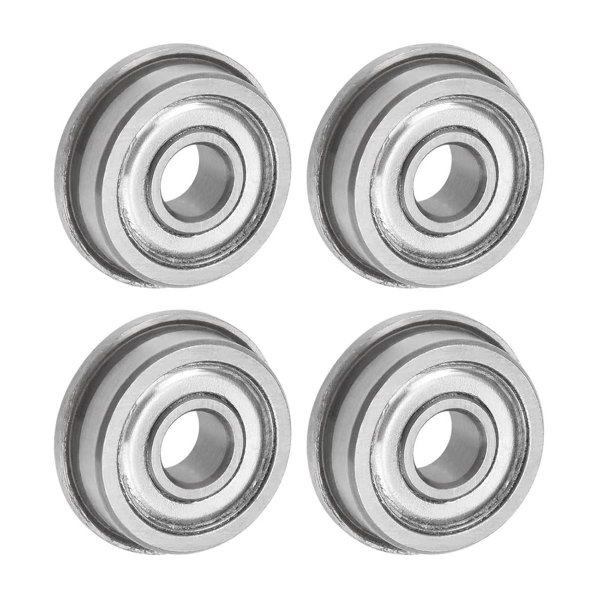 F604ZZ Flanged Ball Bearing 4x12x4mm Double Shielded Chrome Steel Flange Bearings, 4pcs