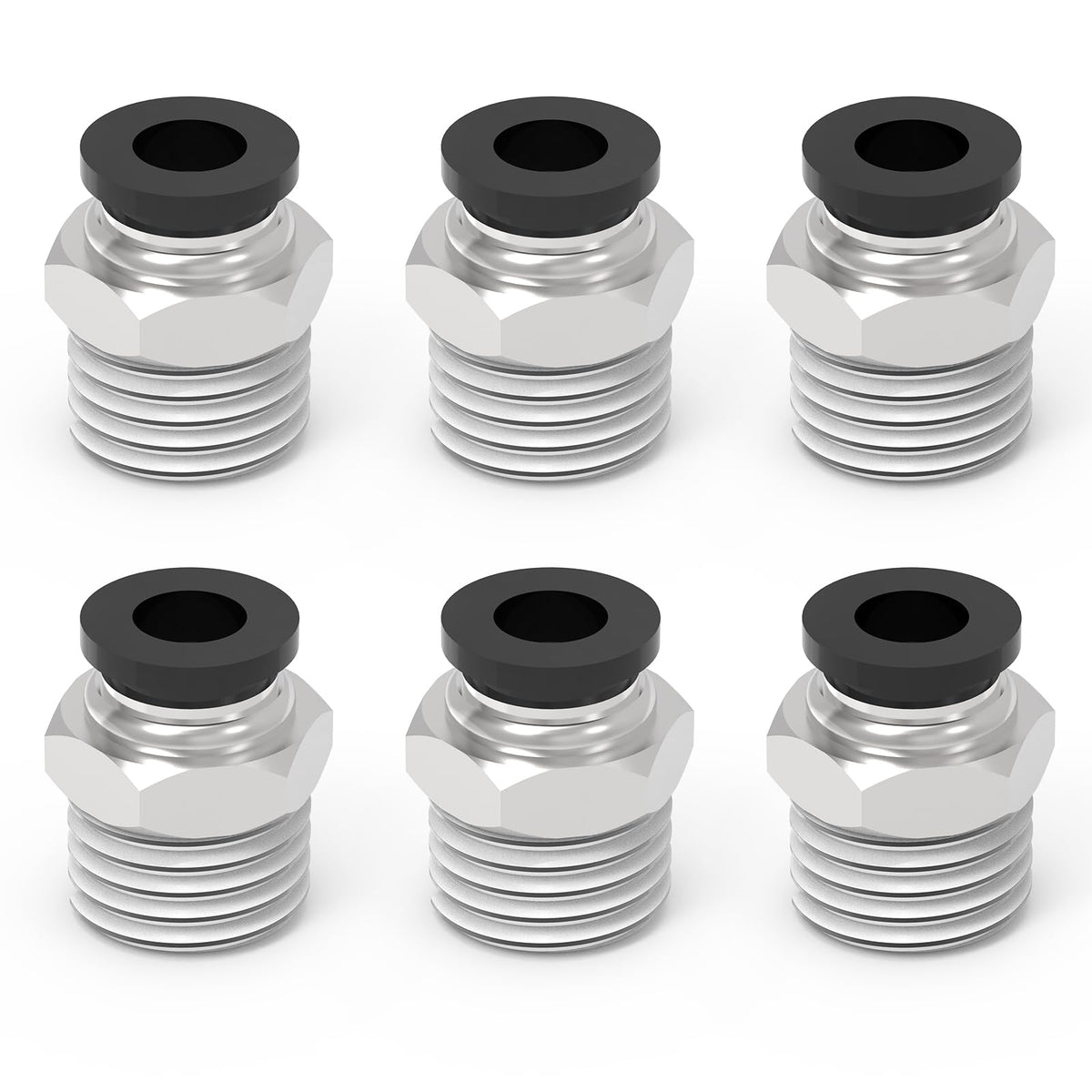 LinkMejor 12-PACK 1/2" Tube OD x 1/4" NPT Thread Male Straight Push to Connect Fittings,PC-1/2-N2 Pneumatic Quick Connect Air Line Hose Fittings