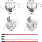 2 Pcs KSD301 Thermostat 60°C/140°F 30A Normally Closed N.C Adjust Snap Disc Temperature Switch with Terminal Wire for Microwaves,Oven,Coffee Maker,Ceramic Material