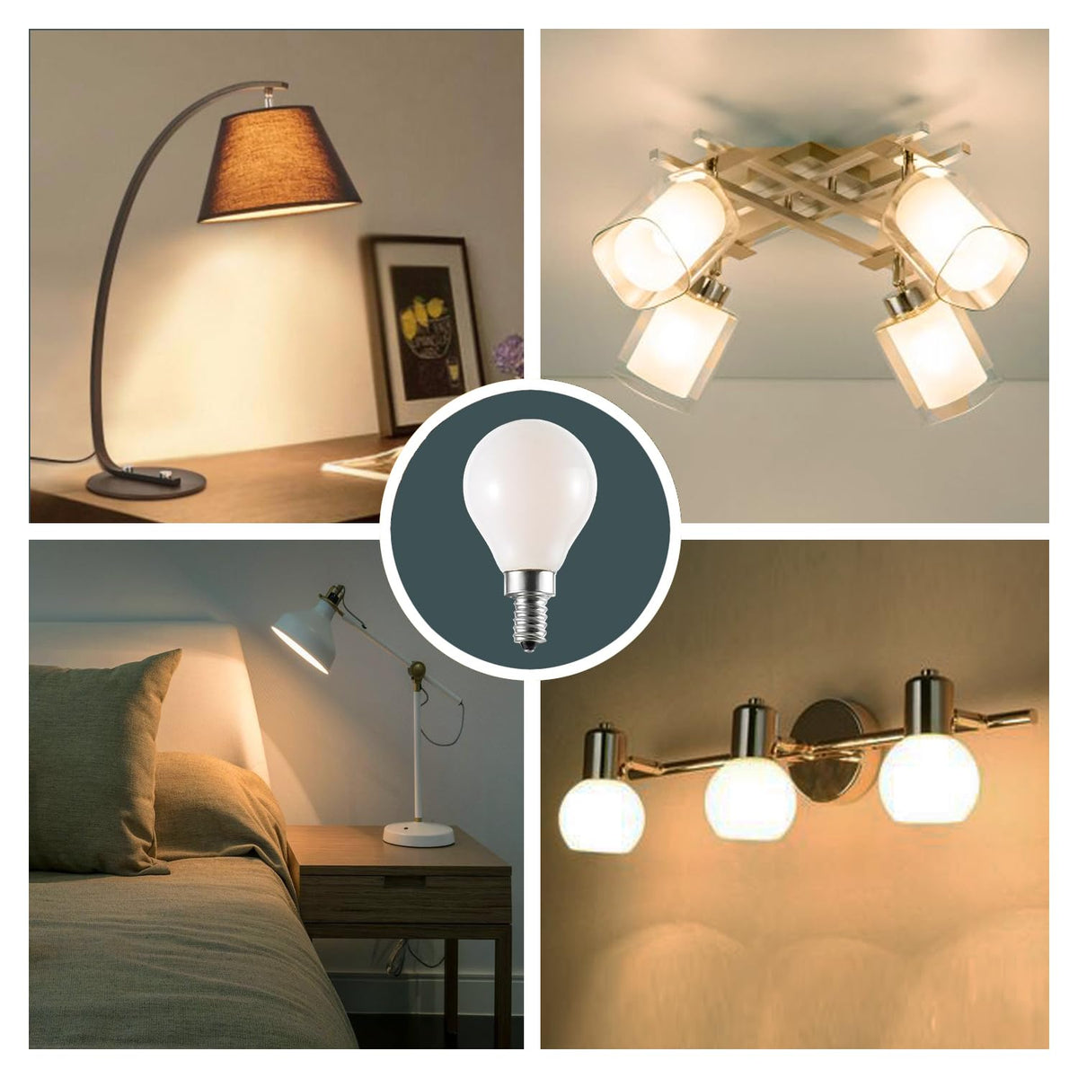 Lâmpada LED G45/G14 E12, 2,5W, Globo Pequeno, Embalagem de 6 Peças (Cor: 3000K)