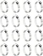 16 Pcs Hose Clamps, Stainless Steel 1-5/16"- 2-1/4"(33-57mm) Adjustable Worm Gear Drive Hose Clamps Pipe Clamp for Plumbing Dishwasher Automotive Washing Machine, Silver