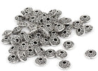 LinkMejor Metal Round Flat DIY Jewelry Making Spacer Bead 50Pcs Silver Tone