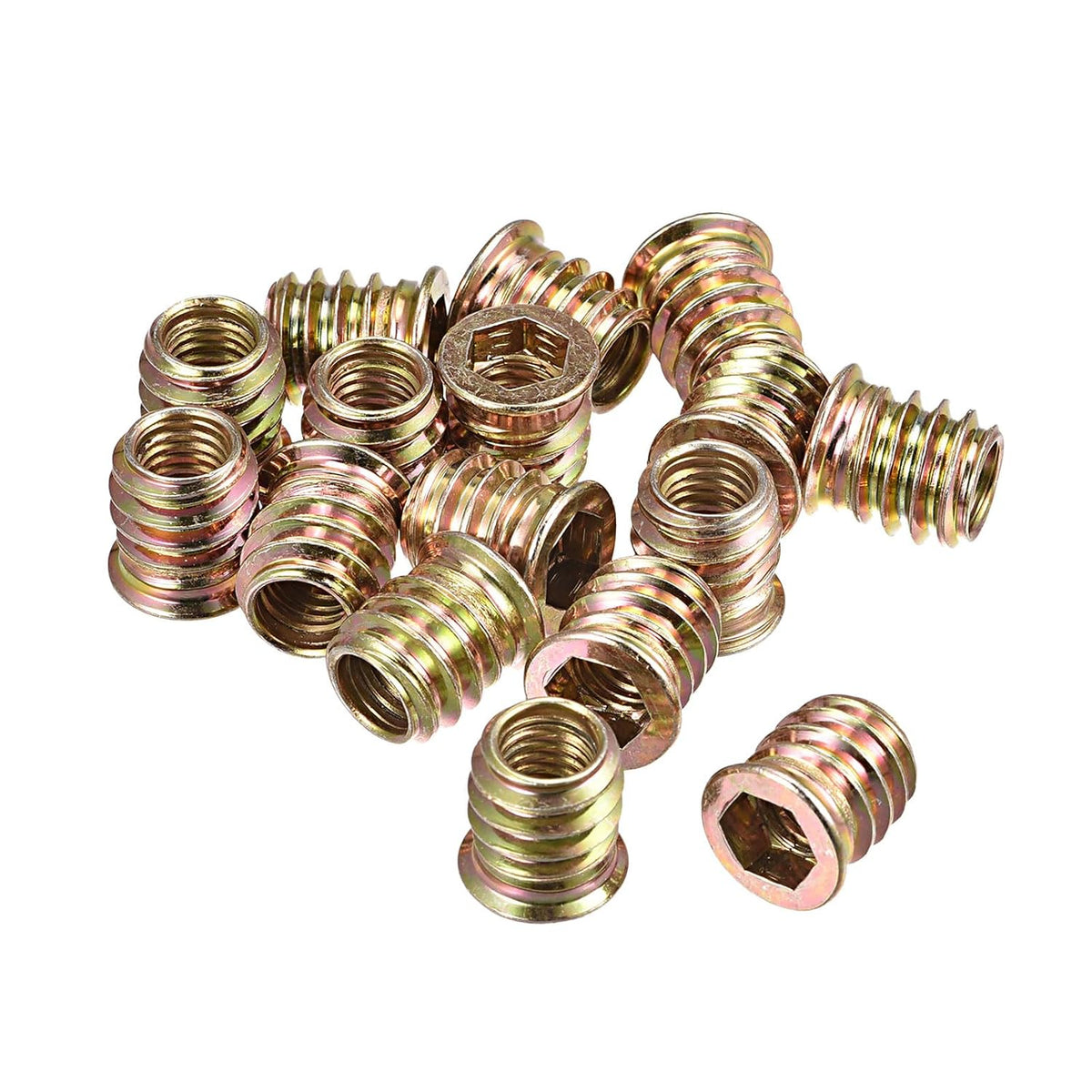 M8x15mm Threaded Inserts for Wood Hex Socket Drive Furniture Screw-in Nut 16pcs