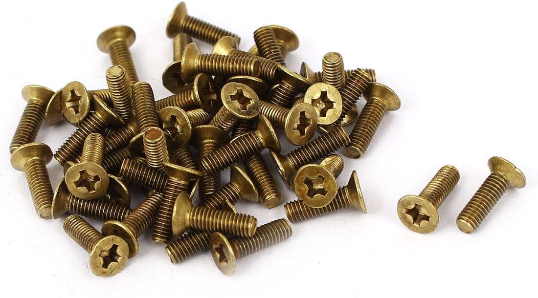 M3 x 10mm Brass Phillips Drive Bolts Countersunk Screws GB819 50 Pcs