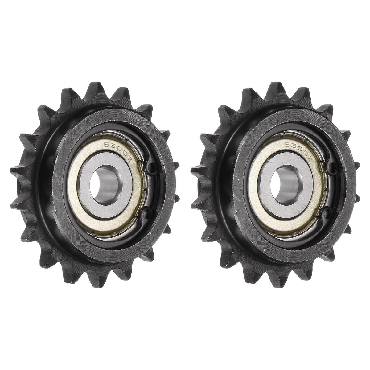 2pcs DIN(ISO) 06B Roller Chain Idler Sprocket 10mm Bore, 3/8" Pitch, Hardened 18 Tooth Tensioner Sprocket, Insert Single Bearing