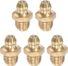 Brass Straight Grease Fitting Assortment 5/16"-24 UNF Thread 10mm Width Hydraulic Grease Fitting Accessories, 5Pcs